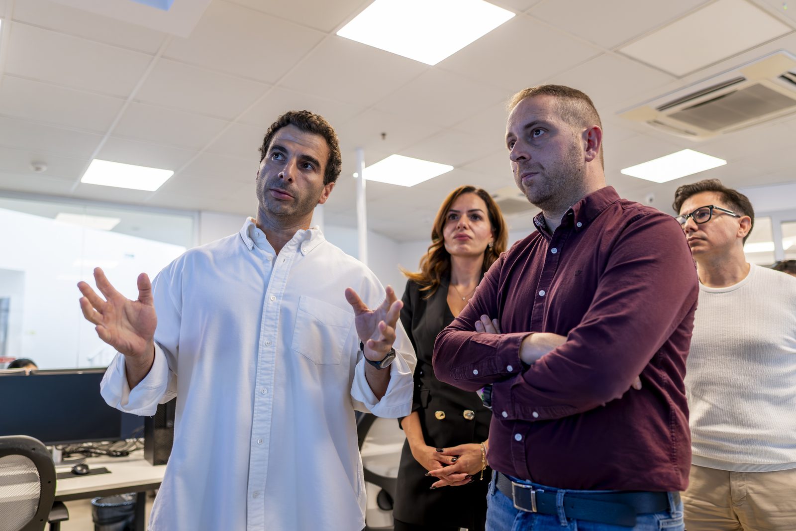 The eCabs team explaining the platform to Alex Agius Saliba MEP and Ramona Attard MP during their visit
